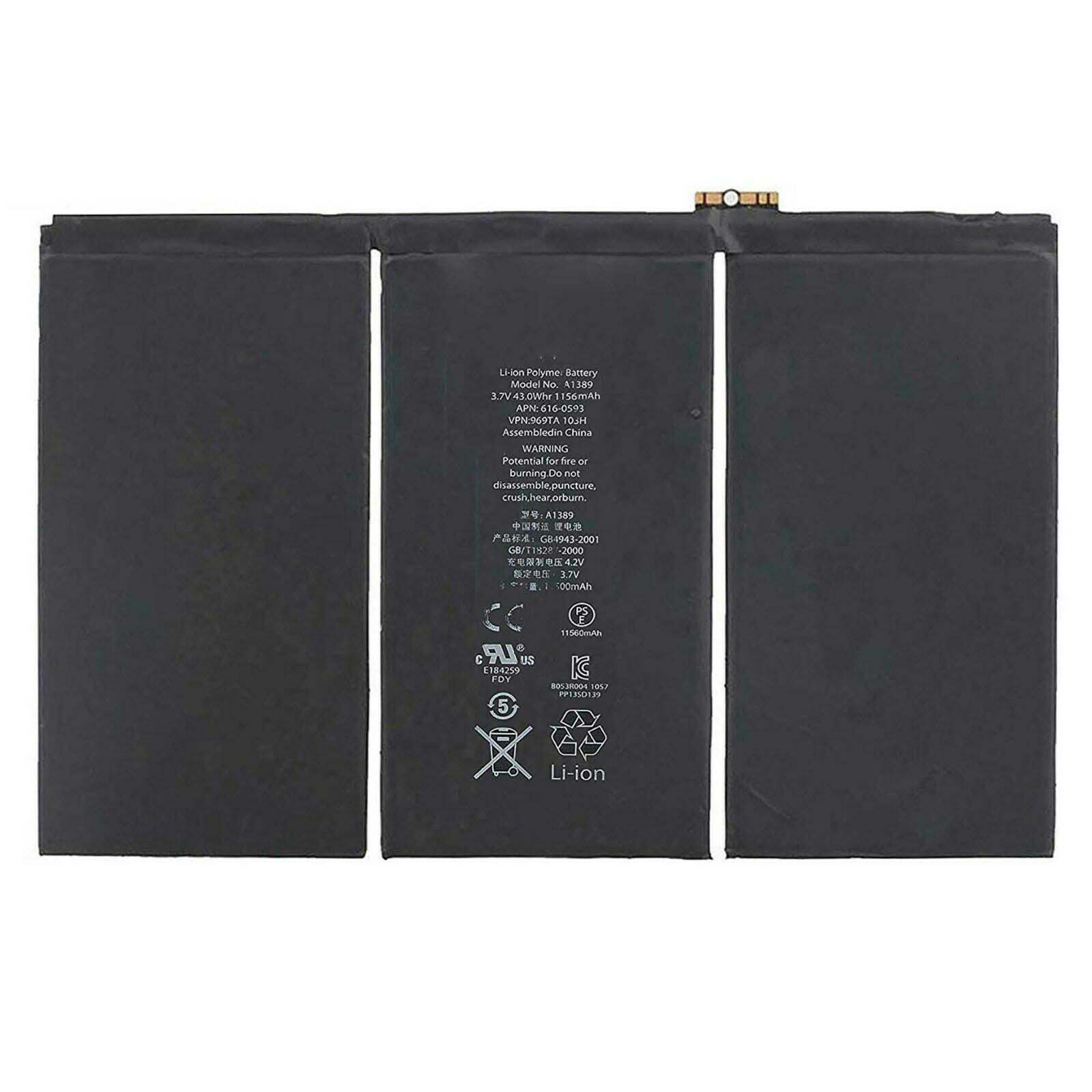 1156mAh 43Wh Apple iPad 4 A1458 Battery