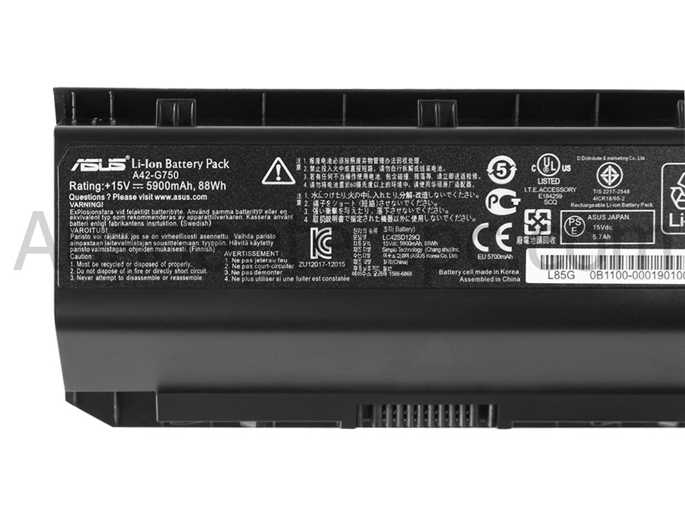 5900mAh 88Wh 8 Cell Asus A42-G750 for ASUS ROG G750JZ G750JM Battery