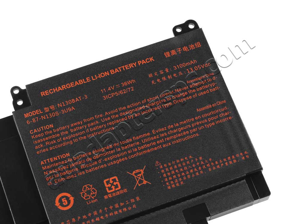 3100mAh 36Wh 3-Cell Clevo N150ZU N151CU Battery