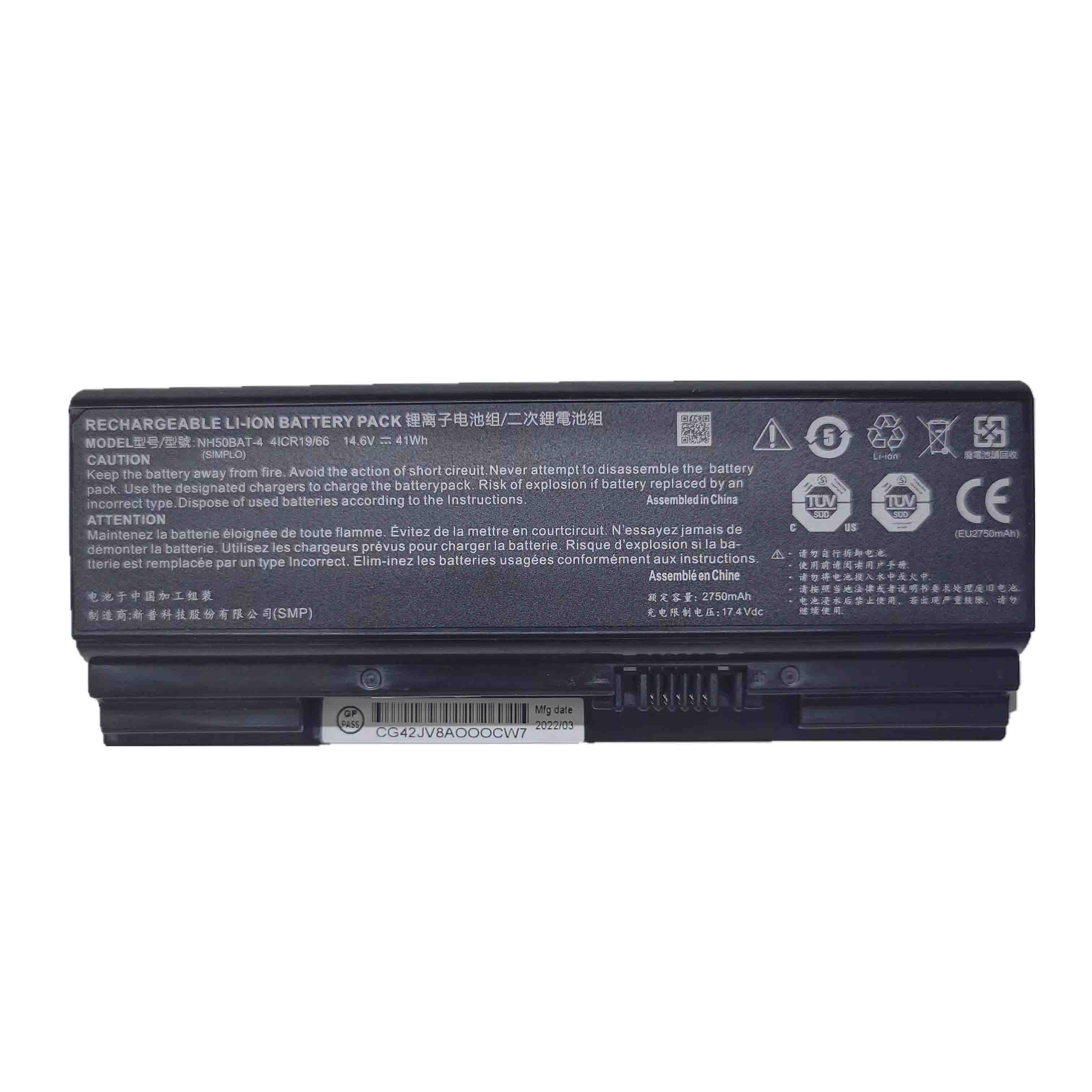 Original 2750mAh 41Wh 4-Cell Clevo NH55RHQ NH70RHQ Battery