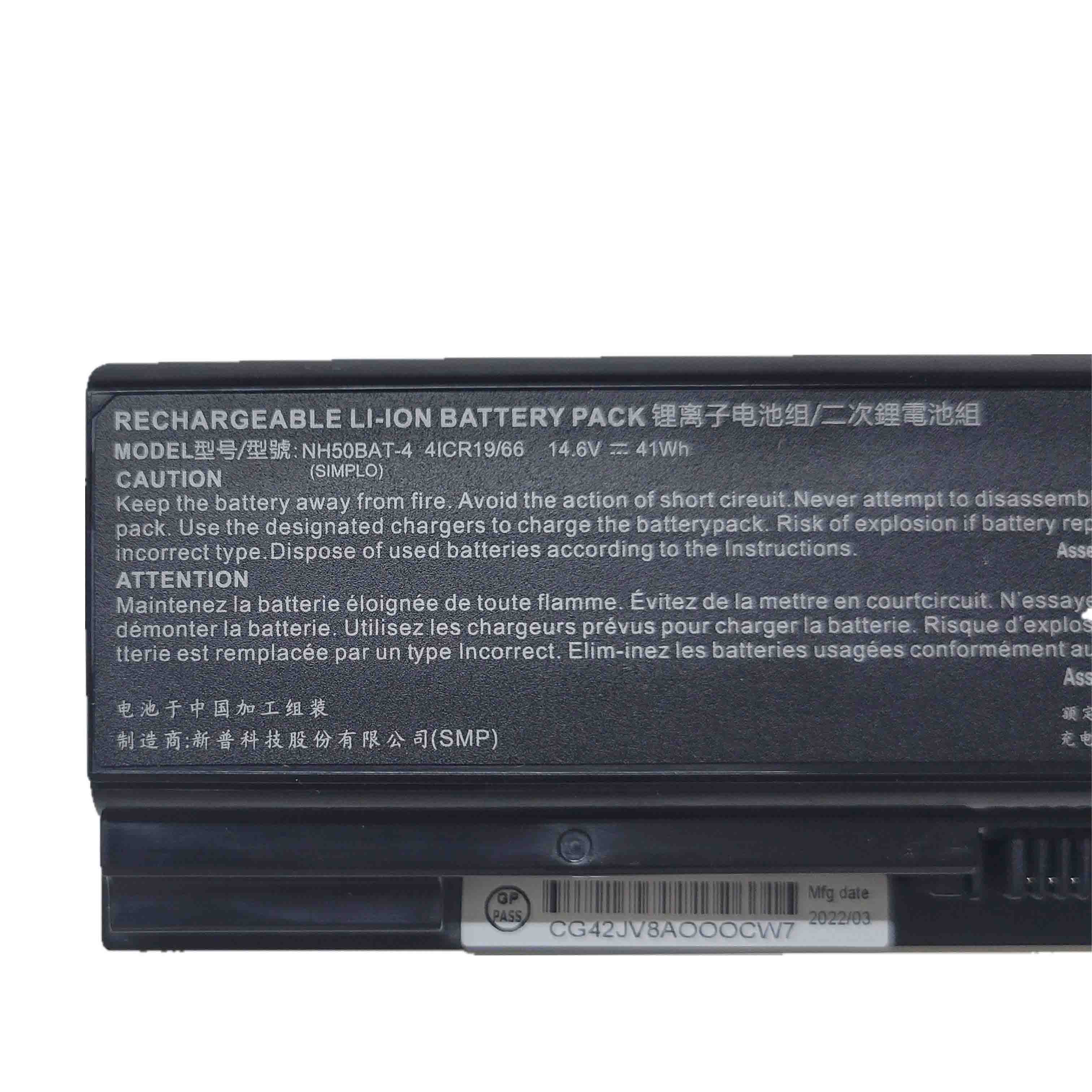 Original 2750mAh 41Wh 4-Cell Clevo NH58RC NH50RH Battery