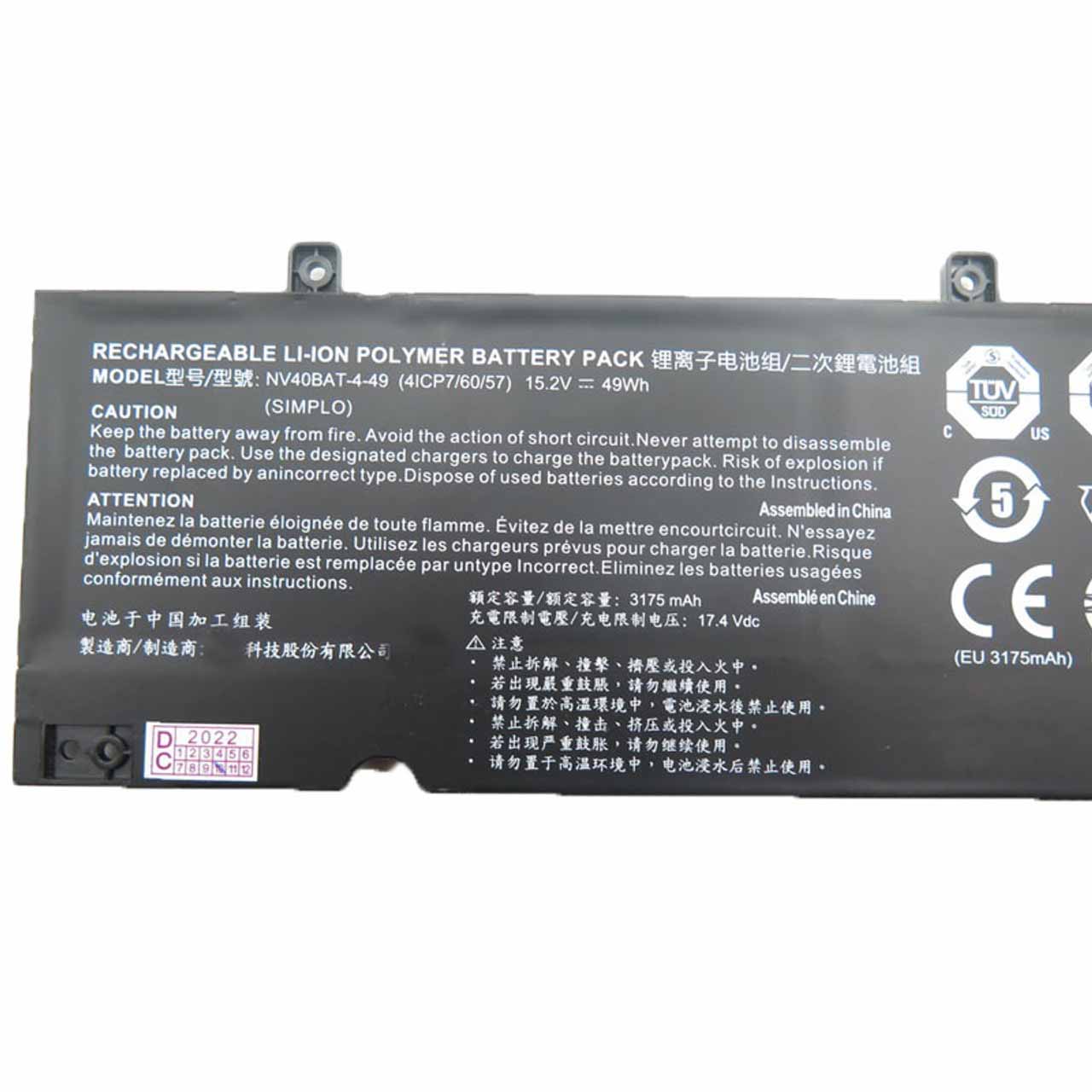 3175mAh 49Wh 3-Cell Gaming Guru Heart GTX1650TI (NV40ME) Battery