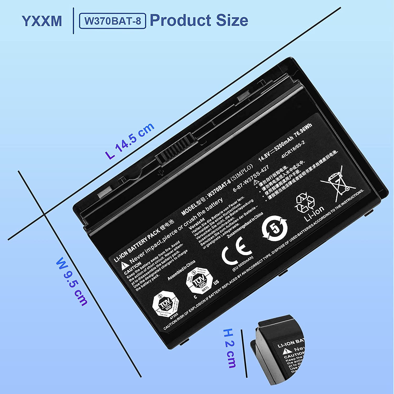 Gigabyte P2742 P2742G Battery 5200mAh 76.96Wh