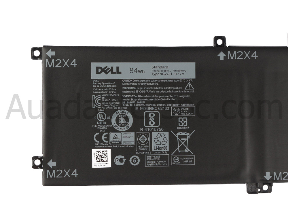 Original 84Wh 7600mAh 6-Cell Dell XPS 15 9550 i7-6700HQ Battery