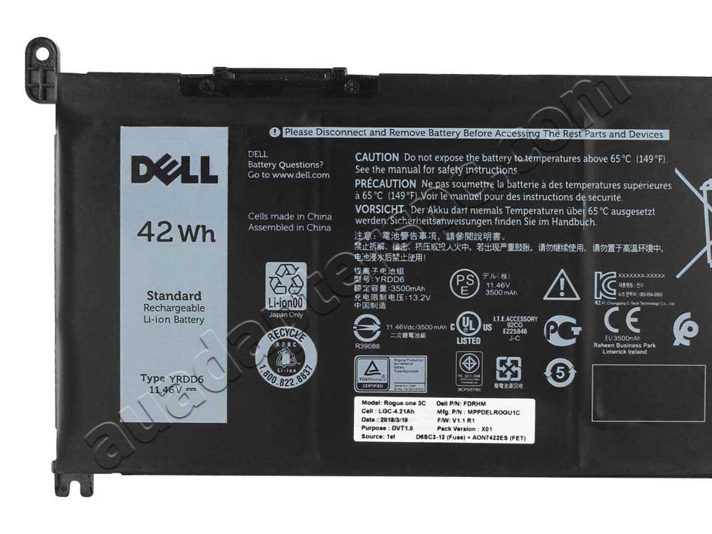 Original 3500mAh 42Wh Dell 01VX1H YRDD6 Battery