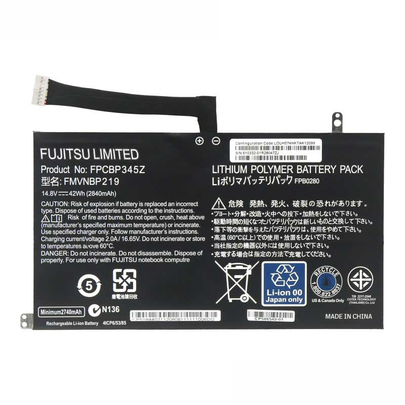 Original 2840mAh 42Wh 4-Cell Fujitsu FMVNBP219 Battery