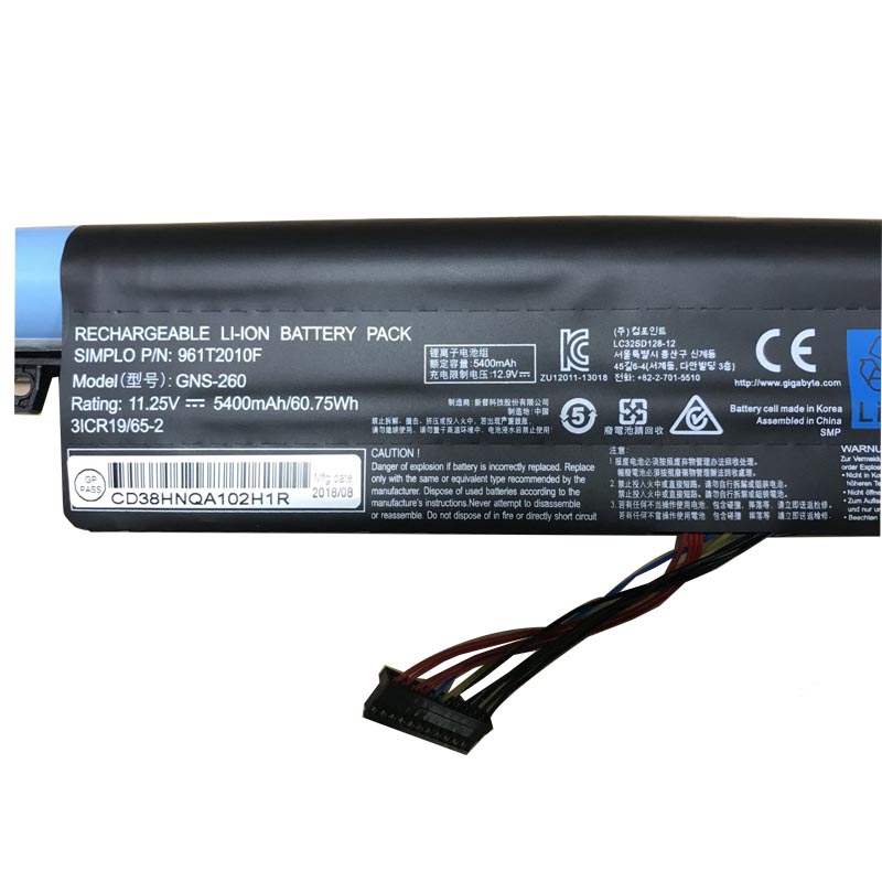 Original 5400mAh 60.75Wh 6-Cell Gigabyte 961T2010F Battery