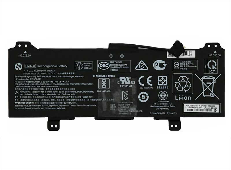 Original 6150mAh 47.36Wh 2-Cell HP 917725-855 GM02XL Battery