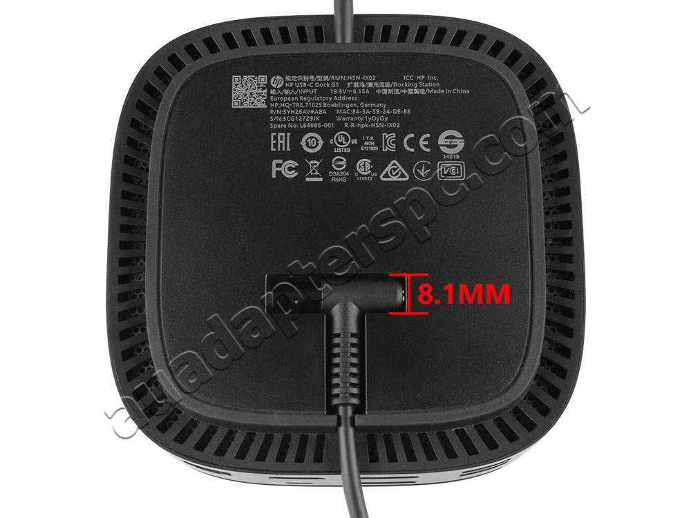 Original 120W HP USB-C G5 Dock L64087-001 Adapter Charger + Cord
