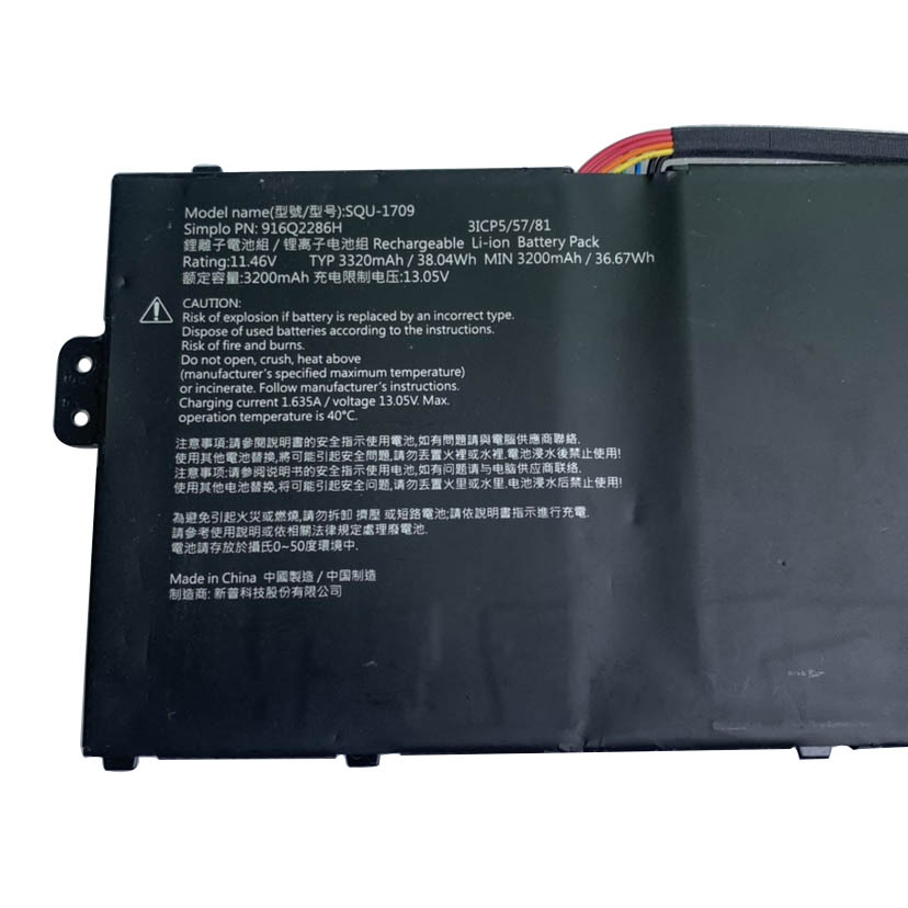 Original 3320mAh 38.04Wh 3-Cell Hasee SQU-1709 Battery