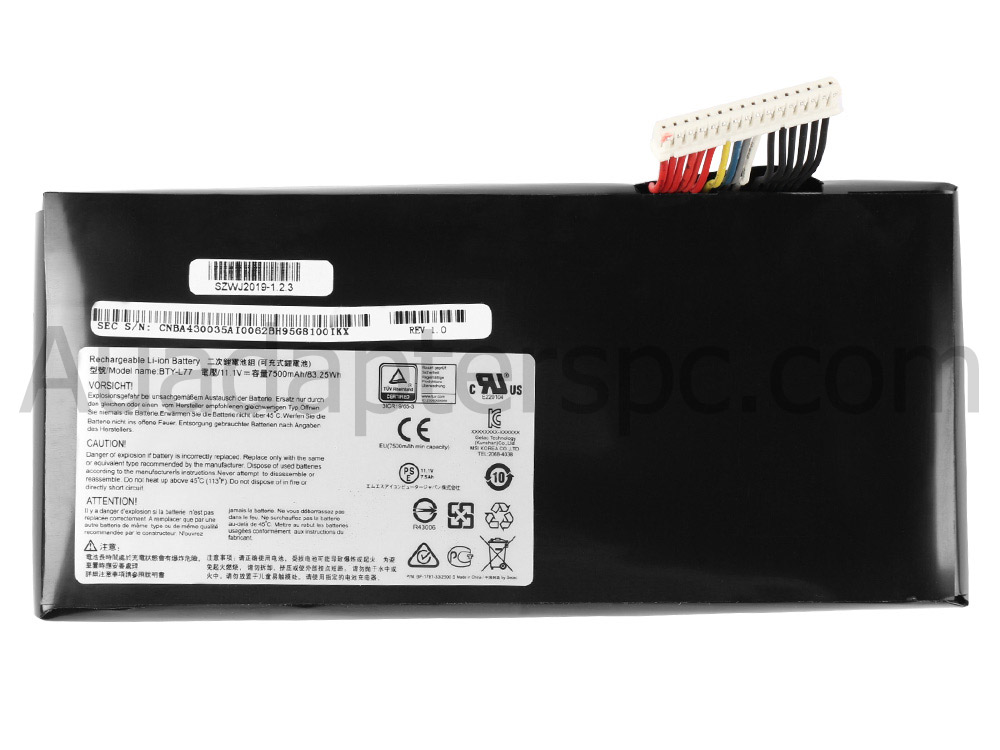 7500mAh 9 cell MSI GT72 2QD-262FR 2QD-215MY 2QD-228UK Battery