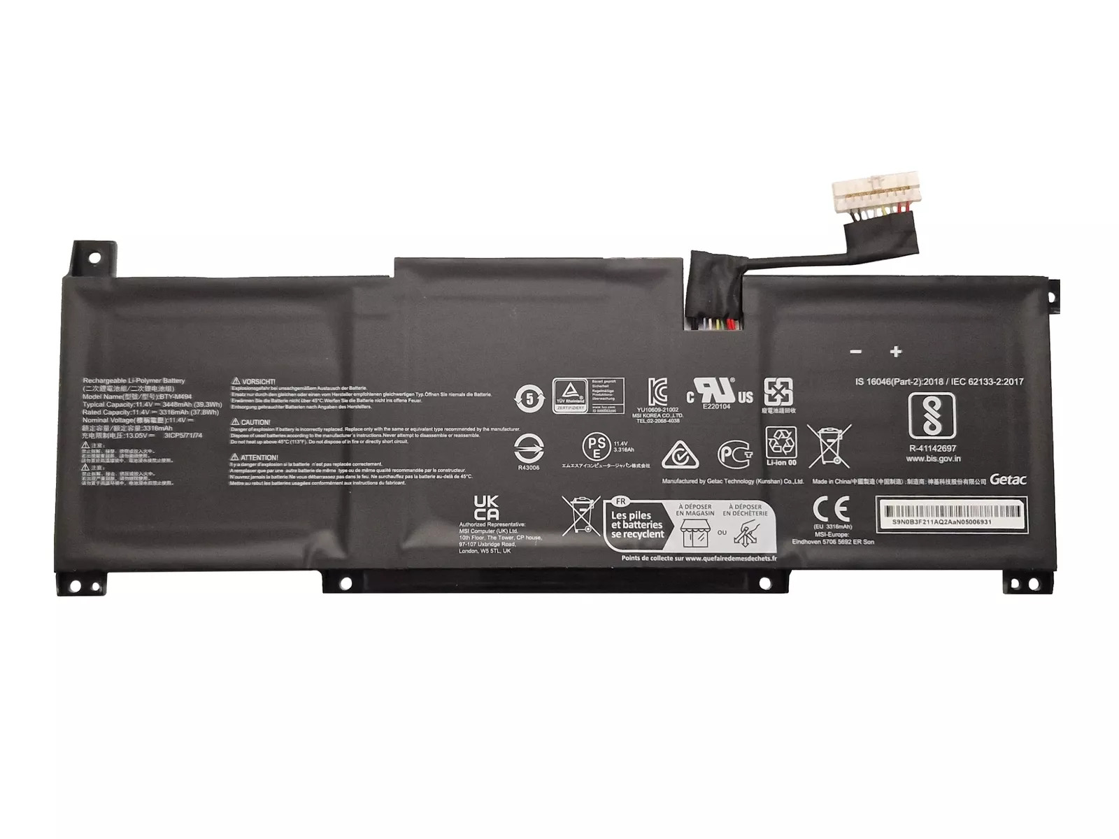 39.3Wh MSI S9N-0B3F220-M47 S9N-0B3F213-AQ2 S9N-0B3F210-M47 Battery