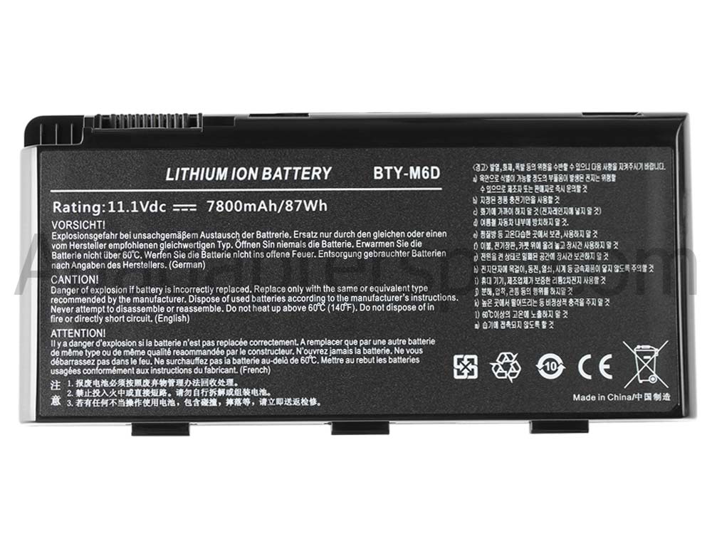 7800mAh 9 Cell Battery MSI WT60 2OK-881NL WT60 2OK-889US