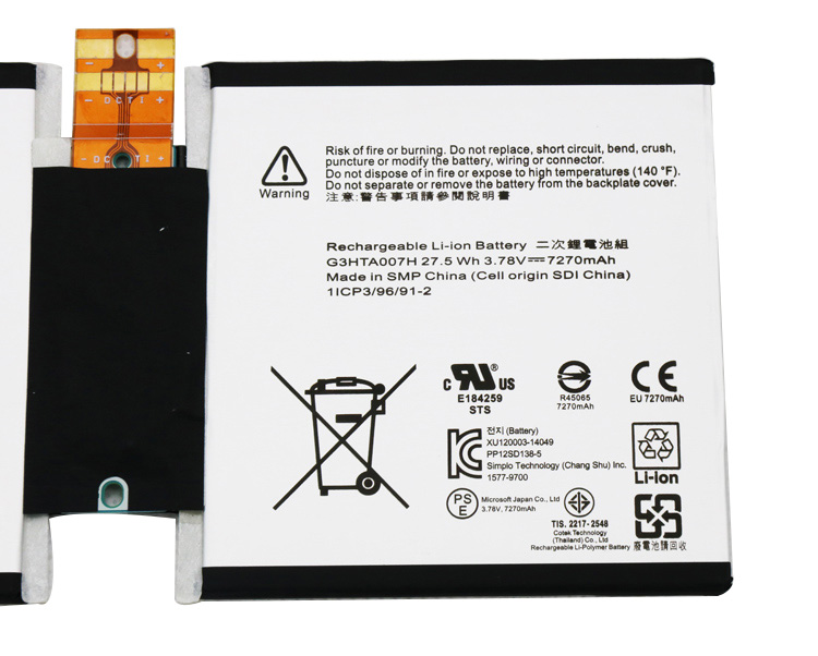 Original 7270mAh 27.5Wh 2-Cell Microsoft G3HTA004H Battery