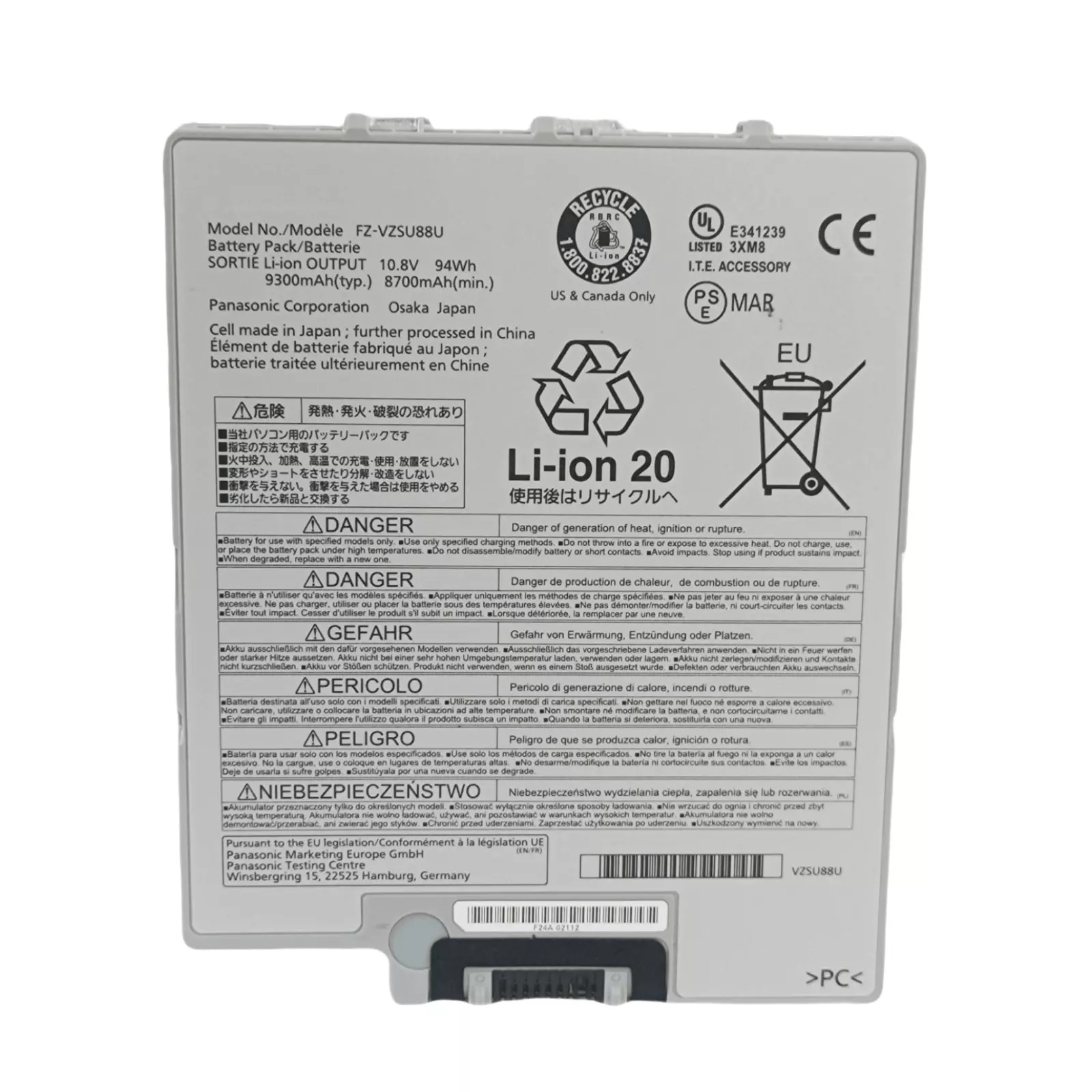 Panasonic FZ-VZSU88U Battery 8700mAh 94Wh