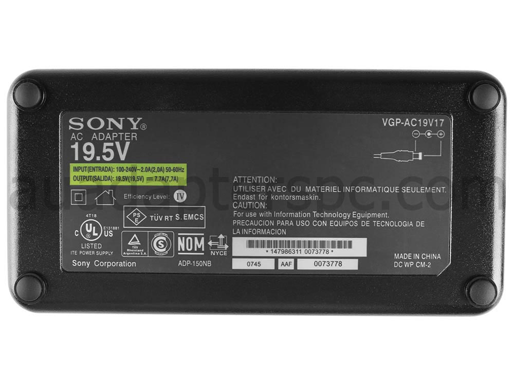 150W Sony Vaio PCG-FRV25 PCG-FRV25Q Adapter Charger + Free Cord