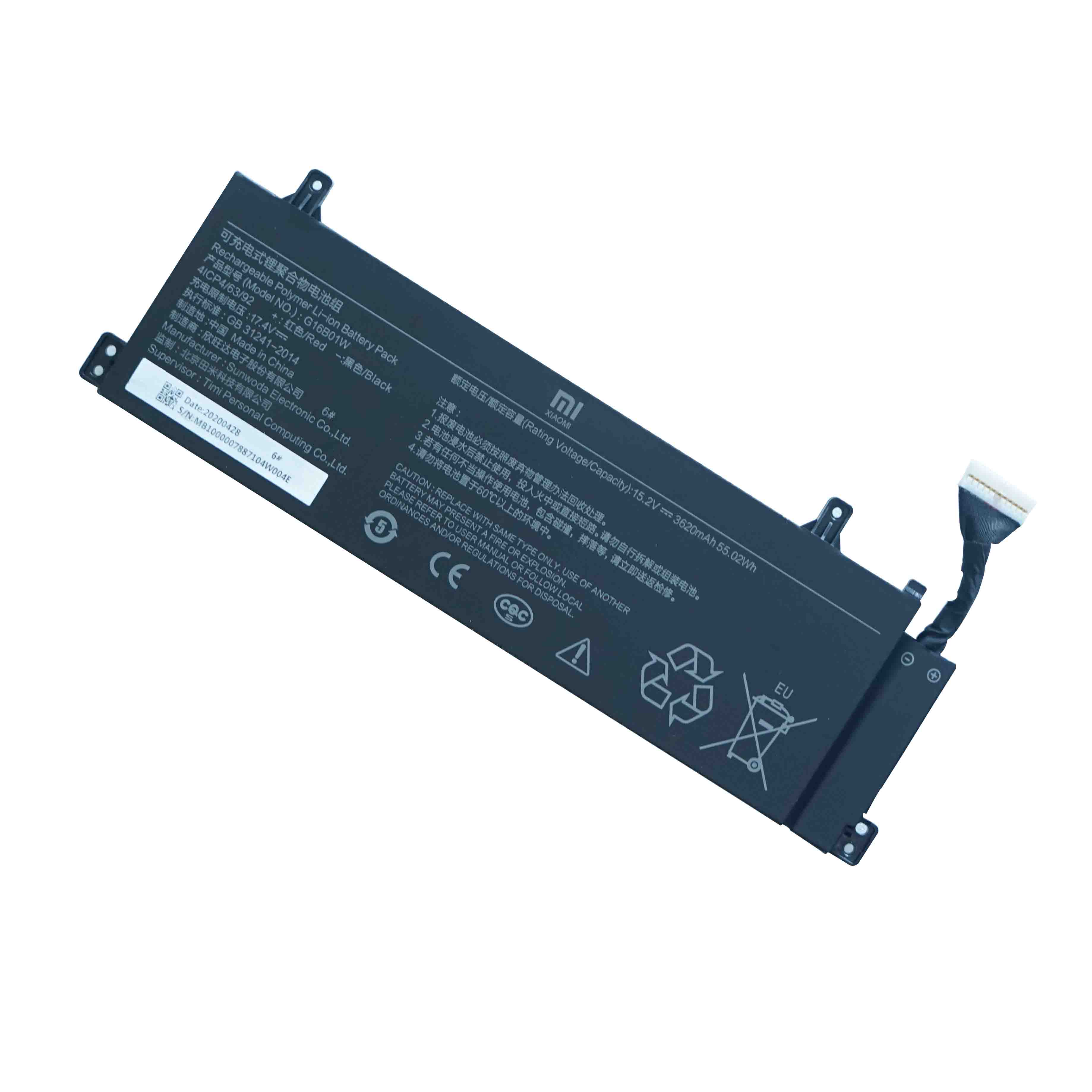 Original 3620mAh 55.02Wh 3-Cell Xiaomi Redmi G 16.1 Battery